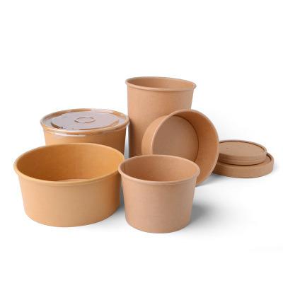 China 8oz 12oz 16oz 26oz Disposable Salad Soup Bowl Cups Food Bowl Milk Tea Disposable Paper Takeout Coffee With Customized Color Draw Cover for sale