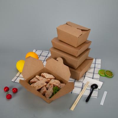 China Hot Sale Disposable Food Take Away Food Grade Brown Kraft Paper Lunch Box Wholesale for sale