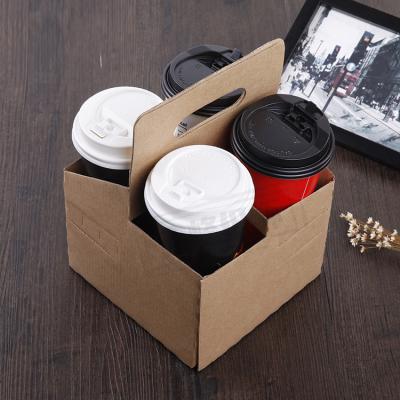 China 2022 Disposable Customized Disposable Portable Takeout Coffee Paper Cup Carrier Holder With Handle for sale