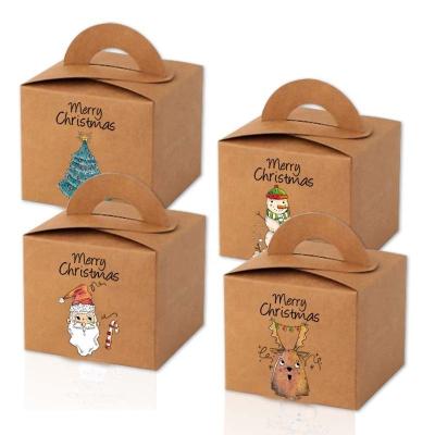 China Christmas Kraft Paper Candy Gift Boxes Folding Biodegradable Stocked Packaging Boxes Paper Gift Box for sale