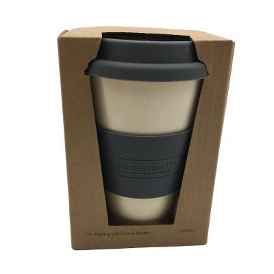 China Sustainable reusable eco-friendly biodegradable bamboo fiber cup with silicone lids and bands for sale