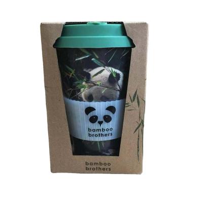 China Sustainable Lovely Chinese giant panda Printed Made Eco-friendly Reusable Biodegradable Bamboo Fiber Coffee Mugs Cups for sale