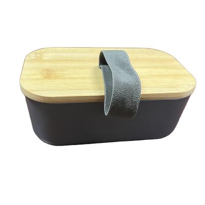 China Leak Proof Drawer box packaging Grey color bamboo fiber lunch box for camping with bamboo lid and elastic band for Germany market for sale