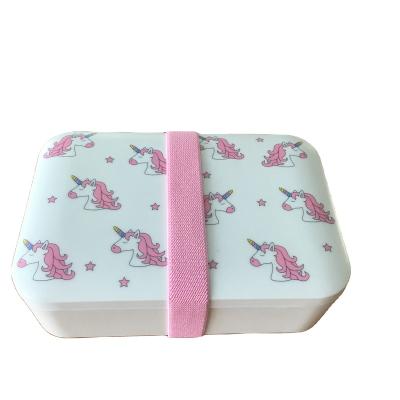 China Leak Proof 900 ml customized design printed on lid colorful bamboo fiber bento box for sale