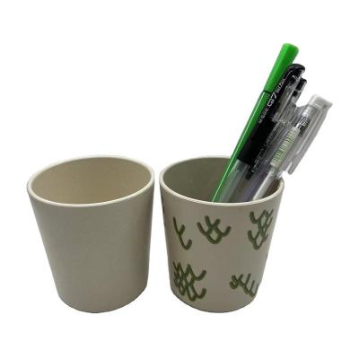 China Bathroom Biodegradable and eco- friendly short and fat shape bamboo fiber pens holder for kids for sale