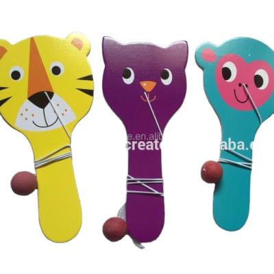 China Modern Cute Animal Beach Racket Kids Wooden Paddle And Balls for sale