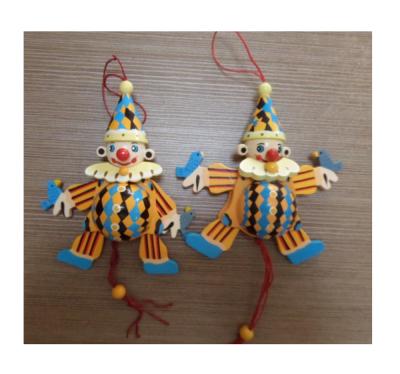 China Animal Wood Doll Pull String Puppet Wooden Doll Puppet Clown For Kids Toys for sale