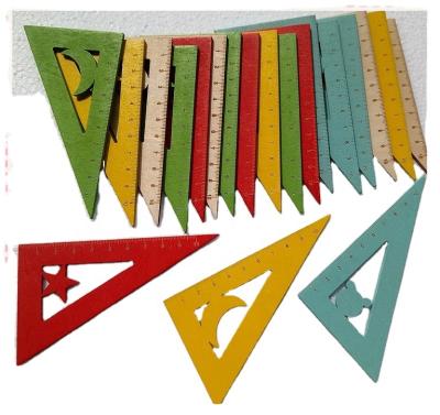 China Cartoon Custom Colors Wooden Triangular Ruler Promotion Gifts for sale