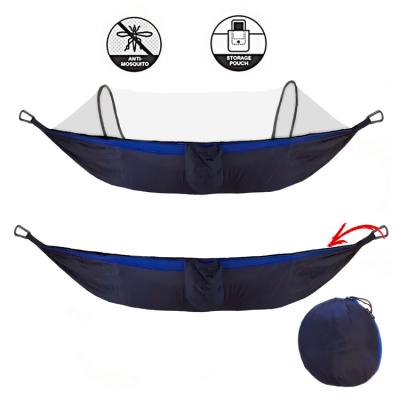 China Custom OEM Foldable/Parachute 210T/70D Nylon Garden Pop Outdoor Camping Hammock With Mosquito Net for sale