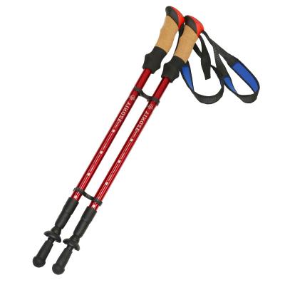 China Adjustable Folding Canes Factory Direct Sales Customize 7075 External Lock Straight Handle Aluminum Alloy Trekking Pole Cane Outdoor Trekking Cane for sale