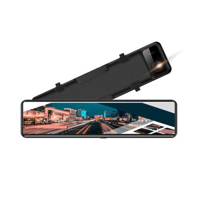 China 12 Inch Touch Screen Dual Camera Dash Cam Rearview Mirror Streaming Video 1080P Car DVR for sale