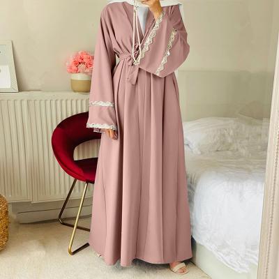 China Long Sleeve Fashion Quilting Muslim Simple Women Open Front Kimono Abaya Plus Size Dubai Abaya Islamic Clothing for sale