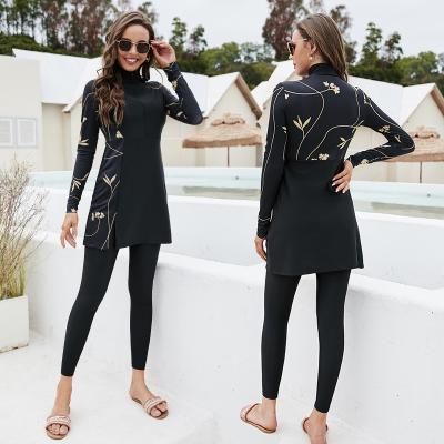 China QUICK DRY conservative full-coverage women muslim swimwear 2 piece set long sleeves pants modest swimwear muslims for sale