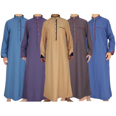 China Solid Color Style Thobe Sleeve Bracket Moroccan Muslim Traditional Men's Long -collar Islamic Thobe For Men for sale