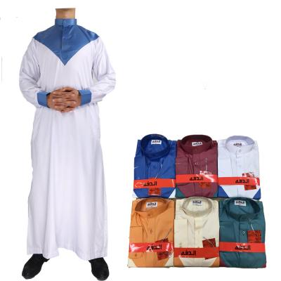 China Daffah Arab Polyester Men Quilting Muslim Thobe Wholesale Solid Color African Islamic Thobe Dubai India Thobe for sale