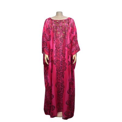 China Bat Sleeves African Ethnic Clothing Ladies Dress Plus Size Chiffon Hot Drilling Women Dress With Elastic Inner Dress for sale