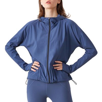 China Casual Loose Quick Dry Women Fitness Zipper Workout Sports Hooded Breathable Yoga Running Jacket Sports Jacket for sale