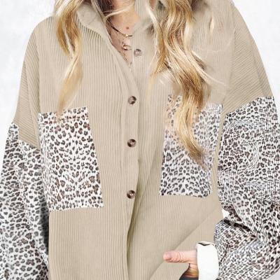 China Anti-wrinkle ZACAVIA Autumn Corduroy Female Leopard Quilted Shirt Coat Jacket Fashion Women Casual Loose 2021 Latest Outerwear for sale