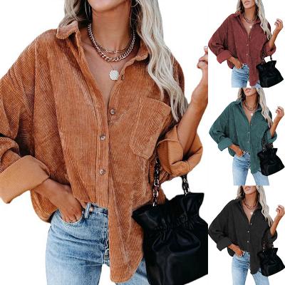 China Autumn Latest Oversized Corduroy Loose Women's Anti-Wrinkle ZACAVIA 2021 Fashion Casual Solid Single Coat Jacket Female Base Tracksuit for sale