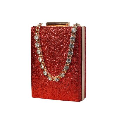 China New Fashion Trend Dinner Bag Rhinestone Chain Portable Messenger Small Square Bag Feast Ladies Handbag for sale