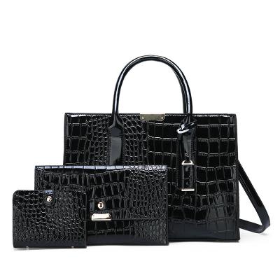 China High Quality New Fashion Pattern Women's Bag Luxury Crocodile Embossed Mothers Bag Three Piece Set Single Shoulder Bag Messenger Handbag for sale