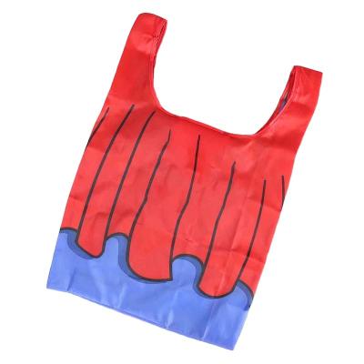 China Factory Direct Supply Eco-friendly Vest Polyester Tote Bag Nylon Floral Shopping Convenient Foldable Bag for sale