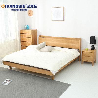 China Rustic Single King Queen Size Modern Home Furniture Vintage Oak Solid Wood Double Bed for sale