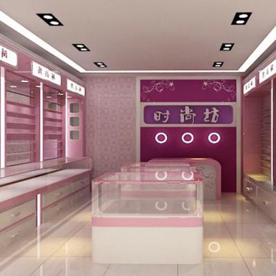 China Modern Cosmetic Store Display Fashion Showcase Retail Store Display Shelving and Cosmetic Display Cabinet for sale