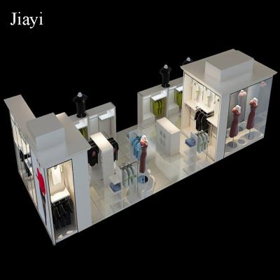 China Modern LED Lights Equipped Island Showcase Cabinet And Apparel Display Stand For Clothes Display Design for sale