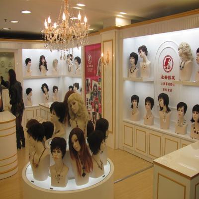 China Wig display showcase customized wig display mannequin head for wig shop design and wig display stand for sale