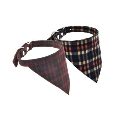 China Retro Style Cat Plaid Design Pet Design Easy Clean Reflective Collar Classic Adjustable Bandanas for sale