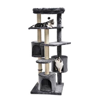 China Cat Tree Tower With 3 Sustainable Multilevel Accommodations Deck Lined Posts for sale