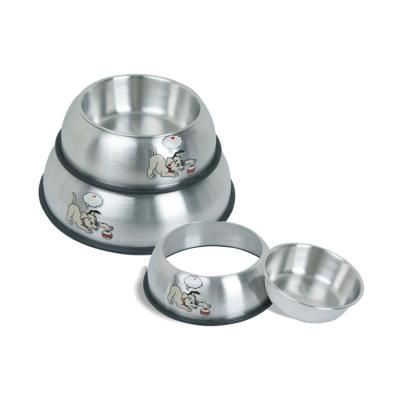 China Sustainable removable silver stainless steel dog bowl. for sale