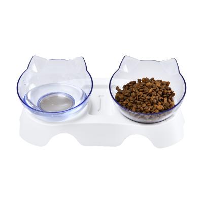 China Viable Cute Detachable Plastic Dog Cat Feeding Bowl of Kitty Head Shape Pet Feeder for sale