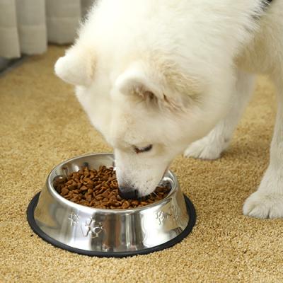 China Prevents Viable Turning Over Steel Paw Printing New Style Anti-Slip Dog Bowl For Dog Food for sale