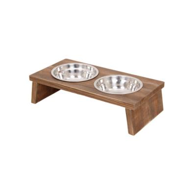 China Sustainable Personalized Double Elevated Stainless Steel Dog Bowl for sale