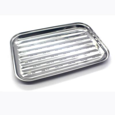 China Easily Cleaned Rectangle Stainless Steel BBQ Grill Tray Bbq Grill For Fish Food Vegetable Pan for sale