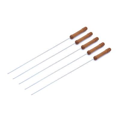 China OEM and ODM Dustproof Stainless Steel Skewers BBQ Spits BBQ Sticks with Wooden Handle for sale