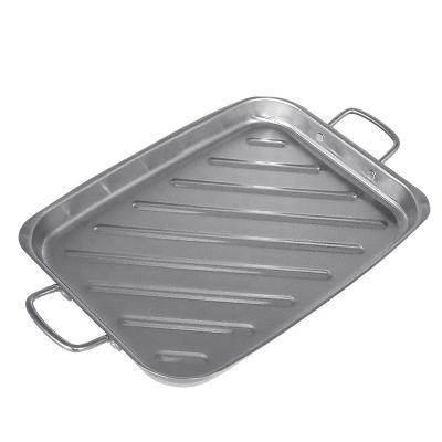 China Dustproof Outdoor High Quality Non Stick Rectangle Heavy Duty Portable BBQ Grill Pan for sale