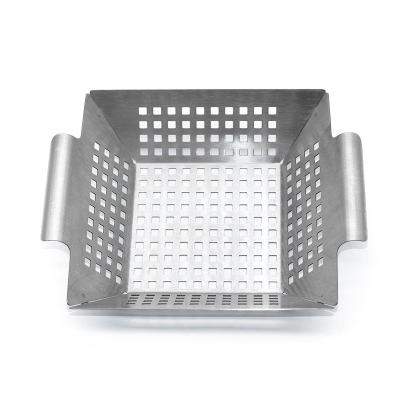 China Hot Selling High Quality Easily Cleaned Portable Outdoor Square BBQ Grill Basket Stainless Steel Vegetable BBQ Grill Basket for sale