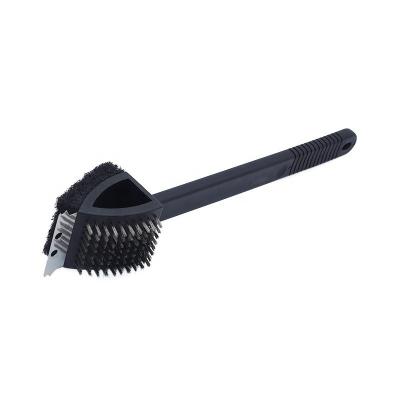 China Easily Cleaned Barbecue Cleaning Steel Brush, BBQ Cleaning Brush With Scraper And Picker for sale