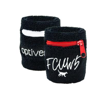 China New Universal Custom Zipper Wrist Band Headband With Pocket Basketball Wristband for sale