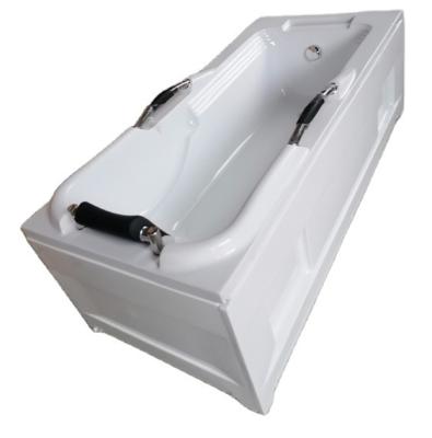 China Double Side Bathtub Acrylic Bathroom Panel Skirted (Left Skirt) Soaking Tub With Pillow And Armrest for sale