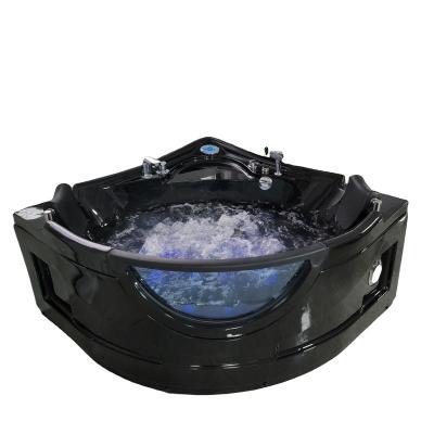 China New Freestanding Luxury Black Jaccuzzi Bathtub Spa Massage Bathtub With Big Water Jet for sale