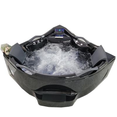 China New Luxury Black Single Skirt Jaccuzzi Bathtub 2 Person Massage Spa Tub In Acrylic Material for sale