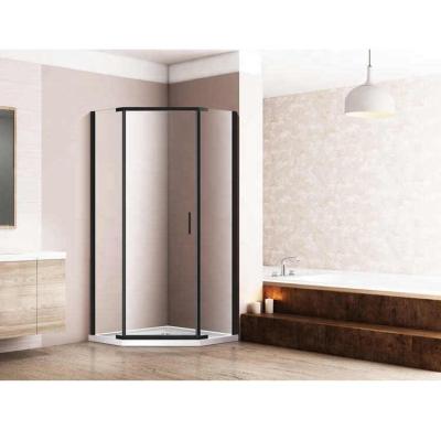 China New Design Traditional Luxury Shower Enclosure In Diamond Shape With Black Aluminum Frame for sale