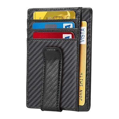 China Fashion Carbon Fiber SlimMen Front Pocket Money Clip Business Credit Card Holder Wallet for sale