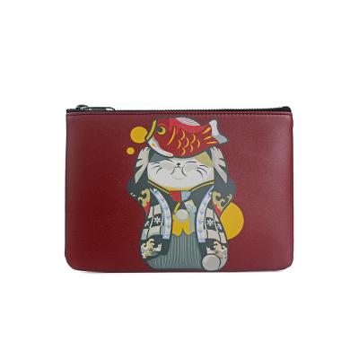 China 2021 Fashion High Quality Custom Essential Flat Zipper Printed PU Leather Coin Pouch for sale