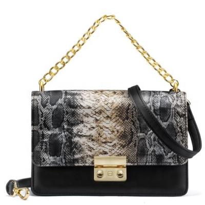 China Fashion New Product Ladies Captivating Pufashion Shoulder Bag Snakeskin Pattern Printing PU Leather Women Handbags for sale