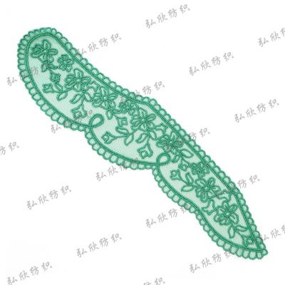 China Sustainable Green embroidered lace patch with curved arc shape Lace Collar decoration Embroidery Applique for sale